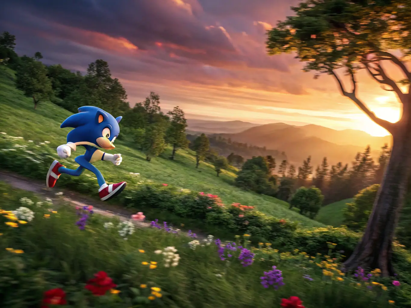 A vibrant and colorful promotional image for the animated movie 'Sonic Prime', featuring Sonic the Hedgehog in a dynamic pose. The image captures the energy and excitement of the animated series.